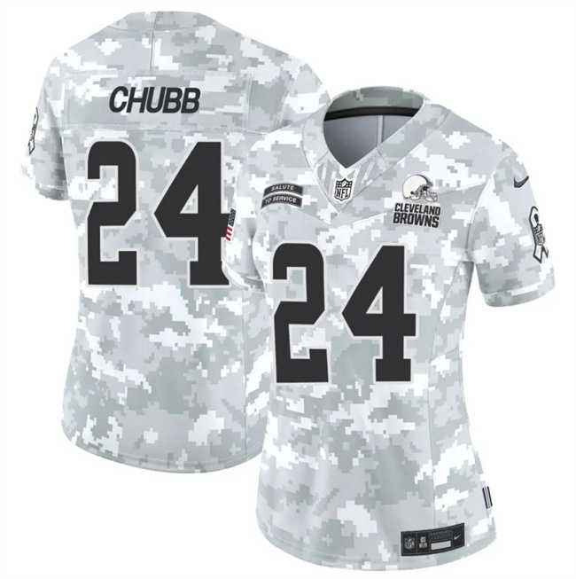 Womens Cleveland Browns #24 Nick Chubb 2024 F.U.S.E Arctic Camo Salute To Service Limited Stitched Jersey Dzhi->cleveland browns->NFL Jersey